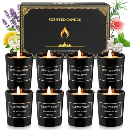 Scented Candles Gifts for Women, 8 Pack Candles Gifts for Men Aromatherapy Stress Relief Soy Wax Candles for Bath Yoga Men Birthday Valentine's Day, Anniversary, Mother's Day