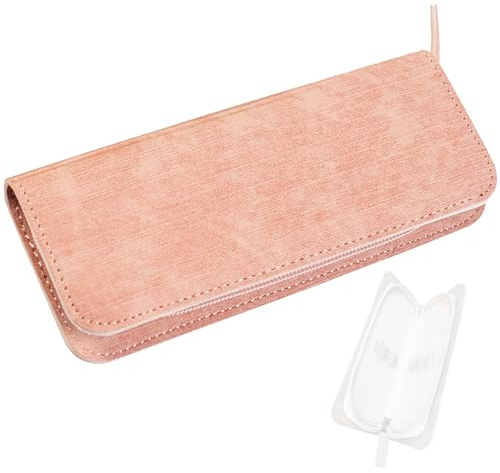 SEEDEW Lash-pincett förvaringsväska, 5 positioner ögonfransförlängning pincett väska, mjuk PU-läder dragkedja, för pincett, sminkborste, smala små verktyg (rosa)