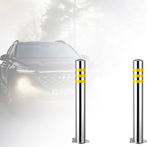 Parkplatzsperre für Autos, 2er-Pack, Parkpoller mit Vorhängeschloss und Schloss für Bauarbeiten und Autos, langlebige Garagenpoller aus Edelstahl für alle Wetterbedingungen