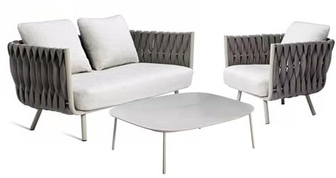 KPHYMOD Gartenmöbel Set 3-teiliges Sofa-Set Für Den Außenbereich Mit Wetterfesten Kissen, Konversationssets, Terrassenmöbel