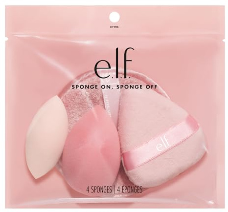 e.l.f. Sponge On, Sponge Off Kit, 4-teiliges Make-up-Schwamm-Set zum makellosen Auftragen, Verblenden & Entfernen von Gesichts-Make-up, vegan & tierversuchsfrei