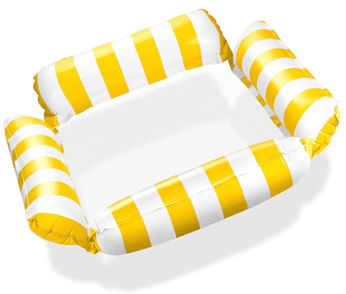 Balinco Matelas gonflable de piscine, hamac à eau avec filet, matelas gonflable à eau avec 4 chambres à air, fauteuil de fête de piscine, hamac pour jouets aquatiques, accessoires de piscine pour