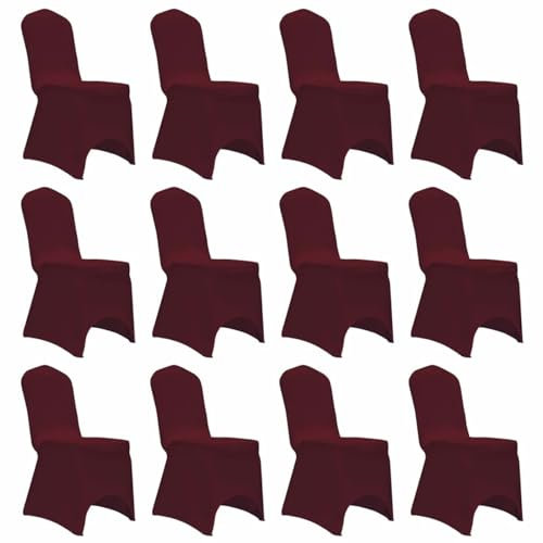 ShGaxin Funda de Silla elástica 12 Unidades Burdeos, Funda Sillas Comedor, Cubre Sillas, Cubierta De La Silla, Funda Protectora Sillas