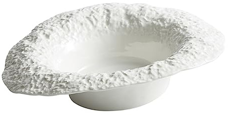 Assiette de Pâtes Creuse en Céramique, Forme Chapeau, 10 Pouces, Blanc | Finition Lisse Miroir, Résistante aux Chocs, Légère, pour Snacks et Steaks, Restaurant et Ktv