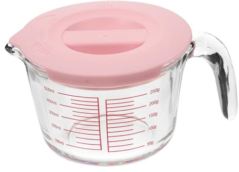 Mikinona Taza Medidora De Vidrio Resistente Altas Temperaturas Con Escala Vaso Graduado Para Cocinas Repostería y Bebidas Capacidad De Color Transparente