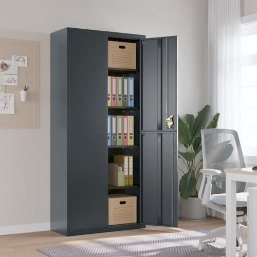 Schränke & Aufbewahrungs-Aktenschränke Aktenschrank Anthrazit 90x40x200 cm Stahl