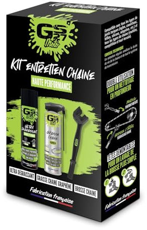 GS27 - Kit Entretien Chaine GS27 Moto - Haute Perfromance - 1 Ultra Dégraissant / 1 Graisse Graphène / 1 Brosse Chaine