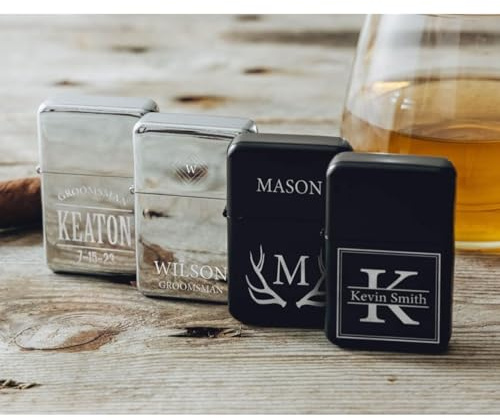 Personalisiertes Feuerzeug, personalisiertes Feuerzeug, Monogramm-Gravur, Feuerzeughülle, personalisiertes Geschenk für Vater, Freund, Ehemann, zum Vatertag, Weihnachten, Geburtstag, Hochzeit,