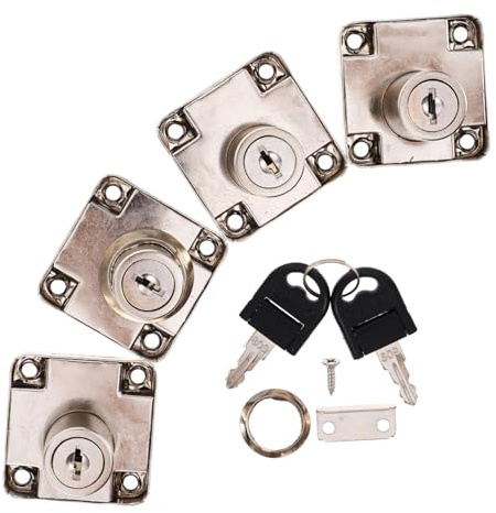 OSALADI 4sets Office Desk Drawer Locks Zinc Alloy Cabinet Locks Key Combination for Home Office Security Easy Installation Screws Plates