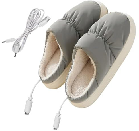 Pantuflas Térmicas - Botas Calientapiés Unisex, Zapatos con Calefacción Eléctrica | Zapatos calefactores eléctricos de felpa de invierno con batería recargable, calentador eléctrico de zapatos para ho