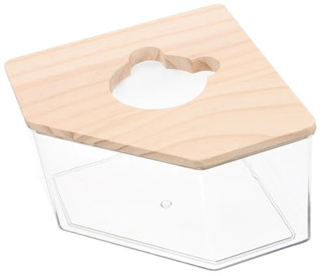 DRESSOOS Moderne en Acrylique pour Hamster avec Couvercle en Bois pour Le Bain des Chinchillas Et des Gerbilles