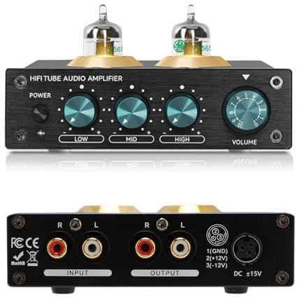 Phono Preamp, Bench Preamplifier, Hi Fi Tube Stereo Audio Amplifier, Hi Fi Audiophile Preamplifier for Home Audio Record Player Sound System (US Plug)