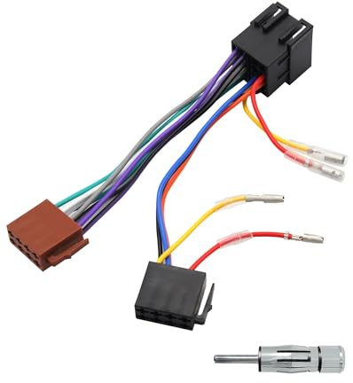 Universal Autoradio Radioadapter Set, Radioadapter Antennenadapter DIN ISO Klemme 15 + 30 steckbar Verlängerung Radio Adapter Stecker, ISO Adapter Auto (A196)