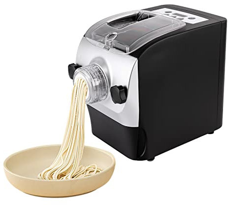 MJMLUCK Automatic Pasta Making Machine with Measuring Cups 8-Shape Molds Time Setting Commercial Pasta Maker Electric Noodle Making Adjustable Time Setting 110V 260W
