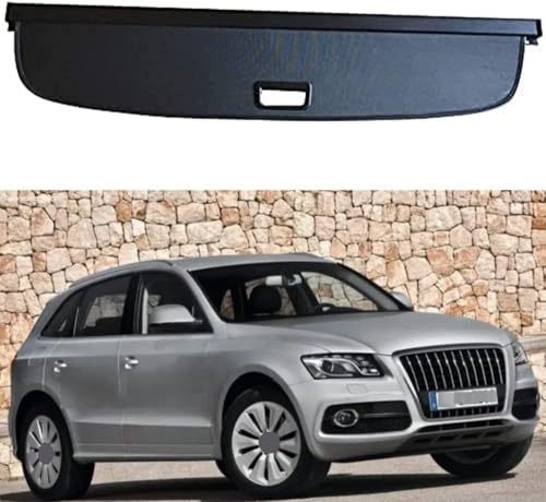 DTGTEX Auto-Kofferraumvorhang Kompatibel Mit für Audi Q5 2010-2019 Einziehbare Schwarz Laderaumabdeckung Kofferraum-Abdeckung Kofferraumschutz