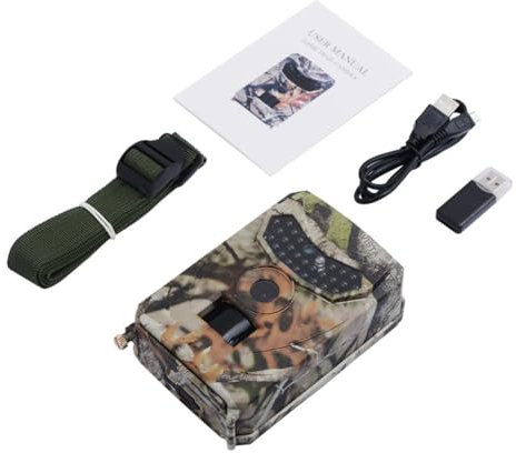 Toyvian Caméra de Chasse Détection de Mouvement Rapide 0.8s Étanche Ip56 1080p 26 LEDs Infrarouges Plastique Robuste pour Surveillance Animale en Extérieur