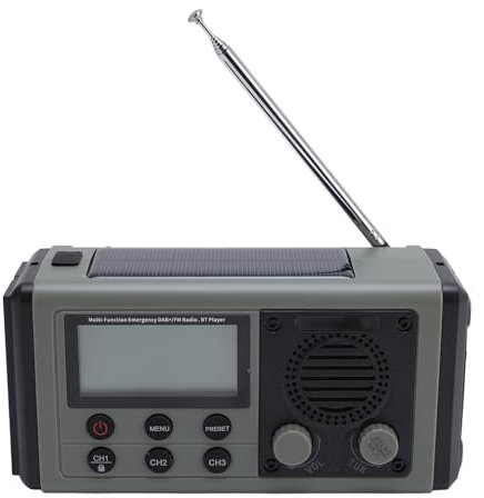 Elprico Solar Radio, DAB/FM Hand Crank Bluetooth Radio with Flashlight, Emergency Phone Power Bank for Household and Outdoor Camping, Hiking (Green)
