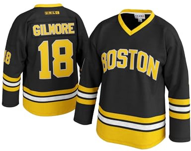 UNLC 18 Happy Gilmore Sanders Herren Hockey-Trikot, genäht, Weiß, Größe S - 5XL, Schwarz, XXL