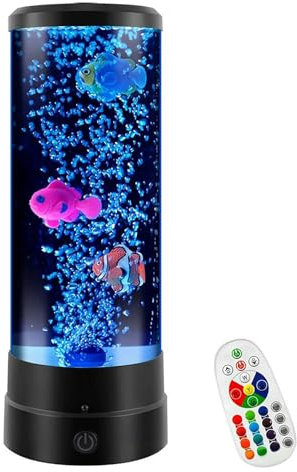 Yokqexz Luz Nocturna Flotante con Forma De Pez Burbuja - Lámpara De Ambiente RGB con Alimentación USB For Dormitorio, Estudio, Decoración, Funcionamiento Silencioso(Black)