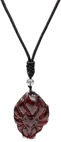 Générique Collier Pierre Naturelle, Collier Pendentif Renard À Neuf Queues En Cristal De Pierre Précieuse Naturelle, Corde De Cire Réglable, Bijoux Énergétiques Pour Hommes Et Femmes, Grenat