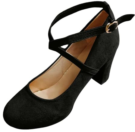 Zapatos de tacón de cuña para mujer, cómodos zapatos de tacón alto, bailarina, zapatos tradicionales de tacón medio, zapatos con cordones, elegantes zapatos para traje regional, Negro , 38 EU