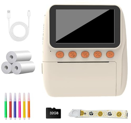 Bambini Istantaneamente Fotocamere Con Carta 32GB 3Roll Carta Da Stampa Per 1080P Video Disegni Bambini Bambini Accessibile 1300mAh Batteria Bambini Stampa Fotocamera Immediatamente