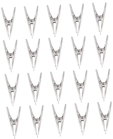 Pinces à Linge Coupe-Vent 20 Pièces, en Acier Inoxydable | Bordures sans Bavure, Antidérapantes et Résistantes à Corrosion, pour Séchage Quotidien de Vêtements et Serviettes