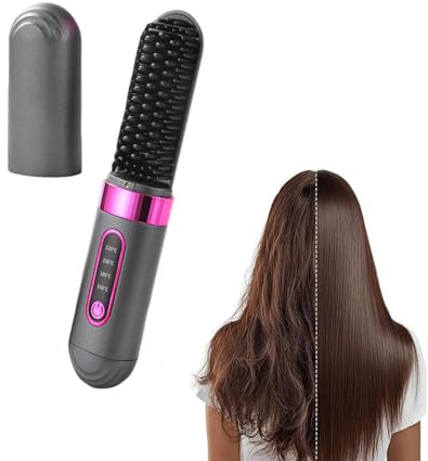 Brosse Lissante Sans Fil, Chauffage Céramique MCH Fer à Lisser 4 Réglages De Température Avec Soin Capillaire Aux Ions Négatifs Vitesse De Lissage 2 Fois Plus Rapide pour Travel