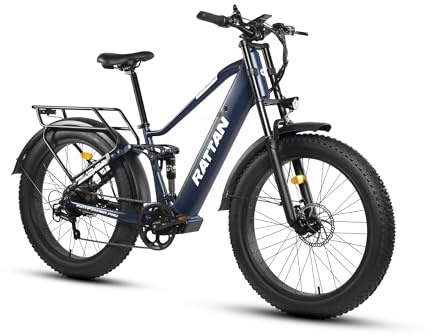 Rattan Pathfinder Pro Bicicleta Eléctrica 26” Fat Tire Para Adultos, 48V 18Ah (864Wh), Autonomía 80-120 km, Suspensión Completa, Frenos Hidráulicos, 7 Velocidades