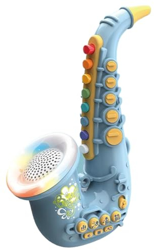 Sassofono giocattolo Giocattolo per l'educazione precoce Tromba per bambini Sassofono per l'illuminazione con effetti di luce e musica Trompetas musicali Materiale resistente per bambini Musica Prati