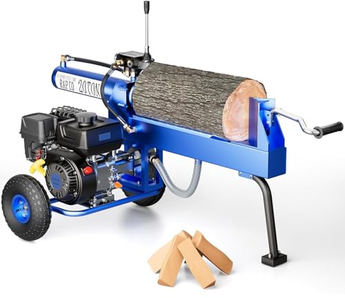 20-Ton Gas Log Splitter, 209CC 7HP Hydraulic Wood Splitter for Firewood 20 x 16, 2 Stage Gear Pump & 8 Seconds Fast Auto Return, Heavy Duty Gas Power Log Splitters, Horizontal Firewood Splitter