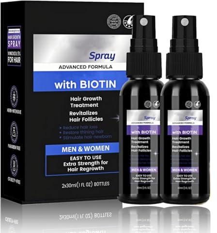 Pezzo Siero Spray Trattamento per Capelli Uomo e Donna | Con Biotina e Formula Attiva al 5% | Dona volume e Rinforza il Cuoio Capelluto | 2 Pezzi da 30ml