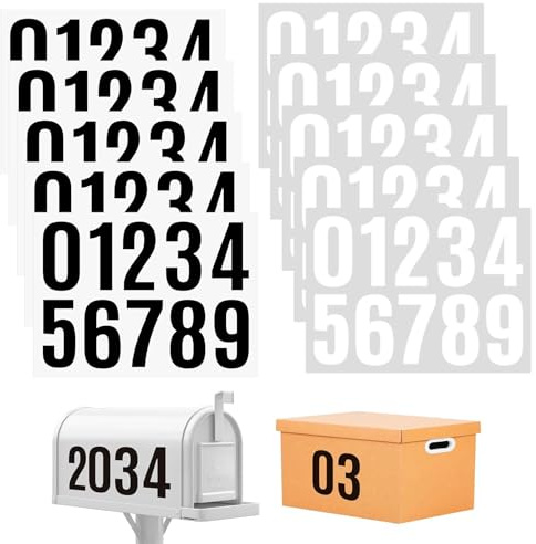 ZMaglorian Etiquette Boite aux Lettres 10cm, Numero de Maison Exterieur Anti-Pluie, 100 Chiffres Adhesifs Noir et Blanc – Autocollants pour Boite aux Lettres, Porte, Panneau