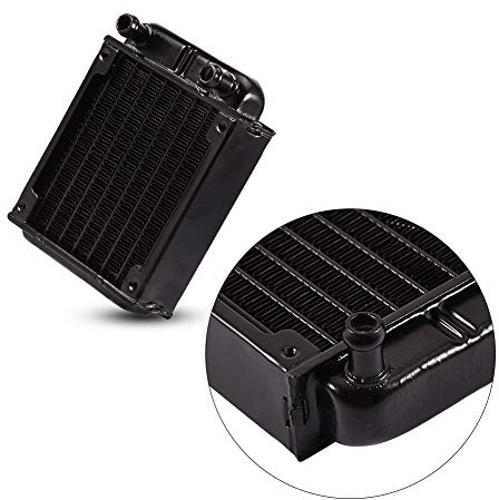 Irfora Effizienter Aluminium-Computer-CPU-Wasserkühlungskühler für PC-Kühlkörper, für Professionelle Elektronik, 8–10 Mm Rohre, Schwarz, 10,5 X 8 X 2,6 Cm