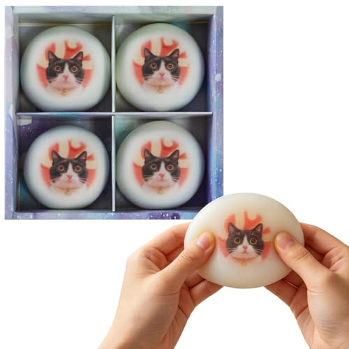 4PC-Personalisierter Anti-Stress Ball mit Foto | Weiches Squeeze Toy für Erwachsene & Kinder zum Stressabbau fürs Büro Dumpling Squishy Dampfgarer Party Geburtstage Geschenke Dekoration
