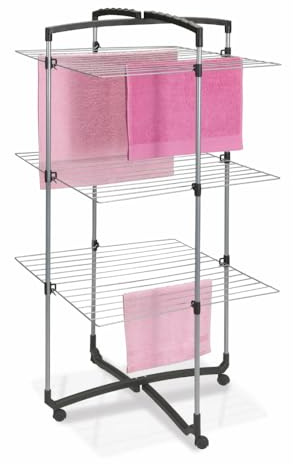 Metaltex 405773039 Faro plus Turmwäschetrockner 3-Etagen, silber / schwarz