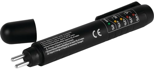 Performance Tool W181 Brake Fluid Moisture Tester - 5 LED Readout, Calibrated for DOT 4, Portable with AAA Battery Included, Not for use on DOT 5