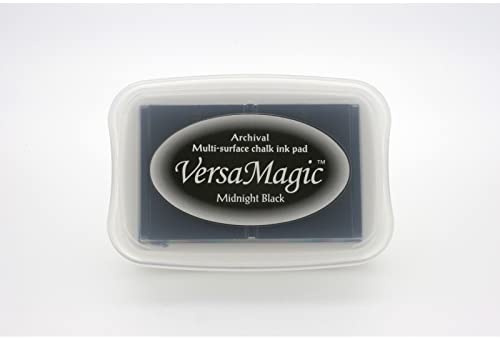 Tsukineko Versamagic Stempelkissen, Kreideeffekt, Farbton: Midnight Black, Synthetic Material, schwarz, 9.7 x 6.6 x 1.8 cm