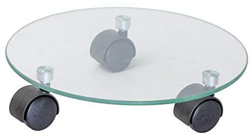 Wagner Support à roulettes pour Pot de Fleur Verre Ø 28 x 7 cm I Roule Pot pour l'intérieur, du Verre véritable Transparent I Support Roulant Moderne en Verre I Capacité de Charge 60 kg - 20016501