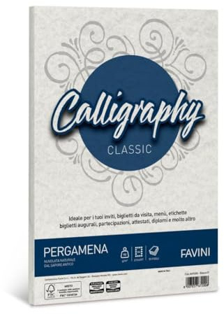 Favini Kalligraphie Pergamentpapier A4 21x29,7cm Packung mit 50 Blatt 90 gsm weiß