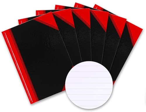 Bantex Notizbuch A4 liniert, Hardcover, 192 Seiten, schwarz, 6er-Pack