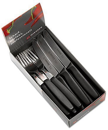 Giesser Messer Pizza Set Spezial 20-Teilig 9878 sp, Rostfrei, 10x Pizzamesser 11cm Klinge mit Wellenschliff, 10 x Steakgabel Spezial