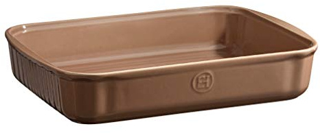 Emile Henry EH959680 - Pirofila Rettangolare in Ceramica, 34 x 24 x 6,5 cm, Colore Rosso Granato, Ceramica, Marrone, 34 x 24 x 6,5 cm