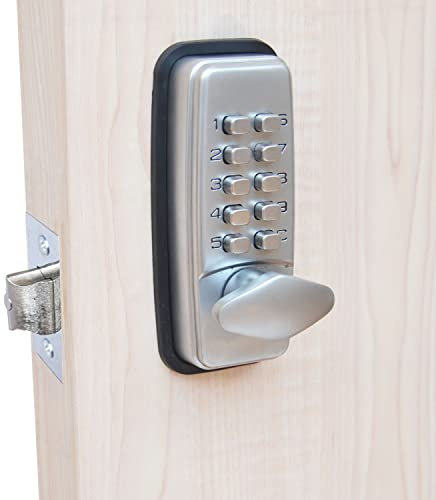 ShouSiFang Cerradura digital para puerta con código de bloqueo de HomeSecure, resistencia meteorológica, cromada,plata