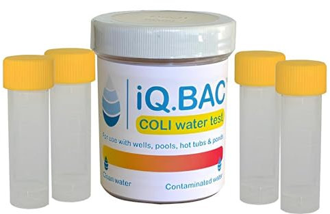iQ.BAC Water Testing Kits for E. Coli and Coliform Bacteria Detection - 4 Pack | High Sensitivity Water Test for Pool Hot Tub Well or Drinking Water | Test with EPA Standards and Recycled Packaging