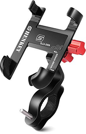 Soporte de teléfono para Bicicleta, Soporte de Aluminio Ajustable de 360° para Bicicleta y Motocicleta, Compatible con iPhone 11 MAX XR XS X 8 7 6 5 Plus, Samsung S10+ S9 S8, Note 10 9 8