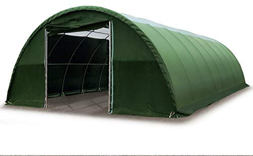 TOOLPORT Rundbogenhalle Zelthalle mit Oberlicht 9,15x20x4,5m Weidezelt Offenstall Reithalle Weidehütte Reitzelt Maschinen Tier Unterstand Lagerzelt Garage 2300N PVC grün