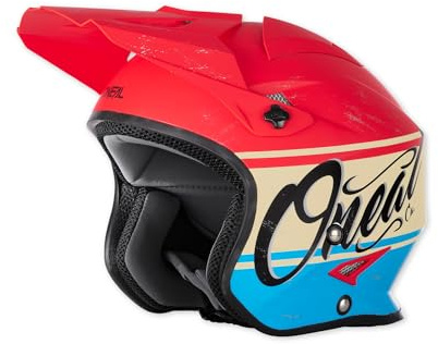 O'NEAL Slat Casco da moto Uomo Donna I Enduro Street Adventure I Casco Jet in fibra di vetro con fodera lavabile I I Rosso Blu I Taglia XS