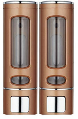 Seifenspender Wandspender Wandmontage Dual 400ML Hygienischer Desinfektionsspender Drückenspender Desinfektionsmittel mit 2 Kammern für Küche, Bad, WC，Badezimmer (Braun)