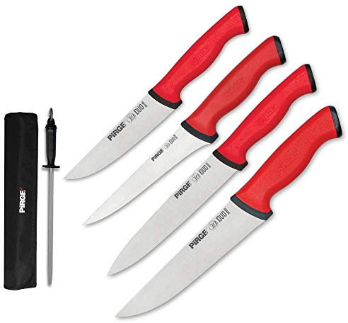 Metzger Messer Set Premium Pirge 6-Teilig + Wetzstahl + Tasche Profimesser